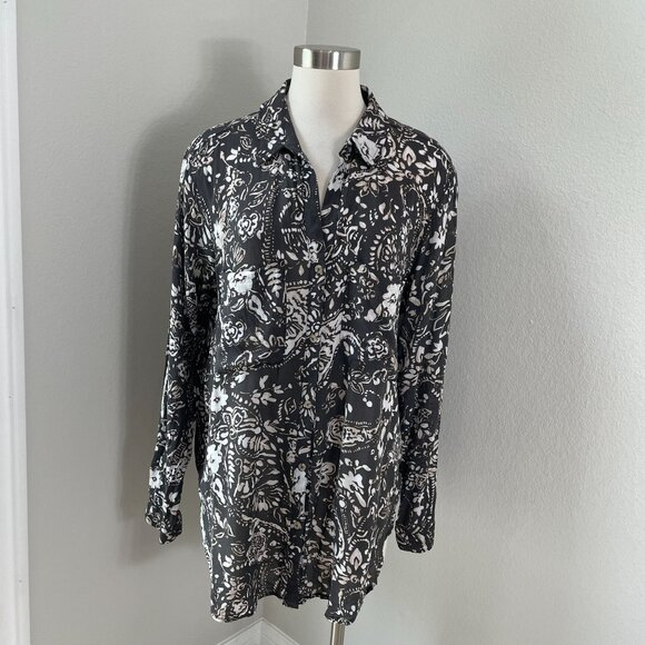 Anthropologie Pilcro Womens XL Romy Relaxed Button Up Shirt Blouse Top - Picture 2 of 11